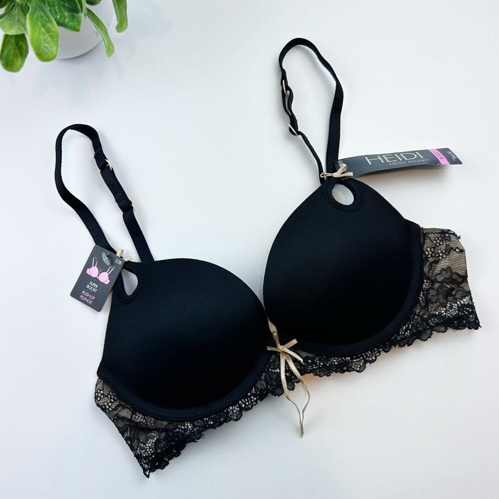 Heidi Klum Intimates Black Lace Underwire Push-Up Bra